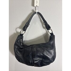 HOBO International Black Hobo Style Shoulder Bag Zipper Silver Hardware/Tan